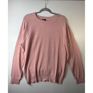 J Crew Factory Mens XL Textured Cotton Crewneck Sweater Pink Pullover Soft Cozy